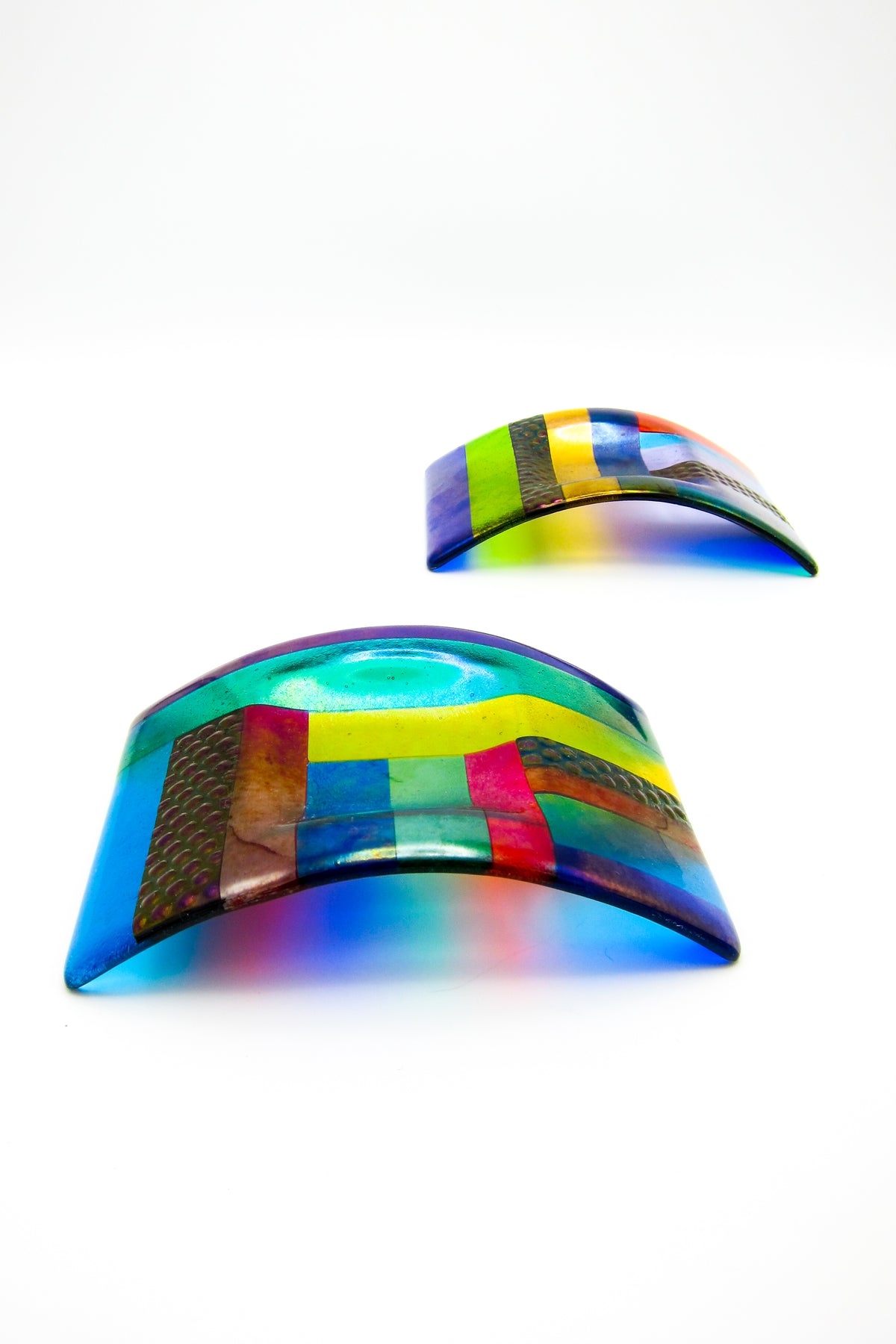 Postmodern Fused Glass Candle Holders