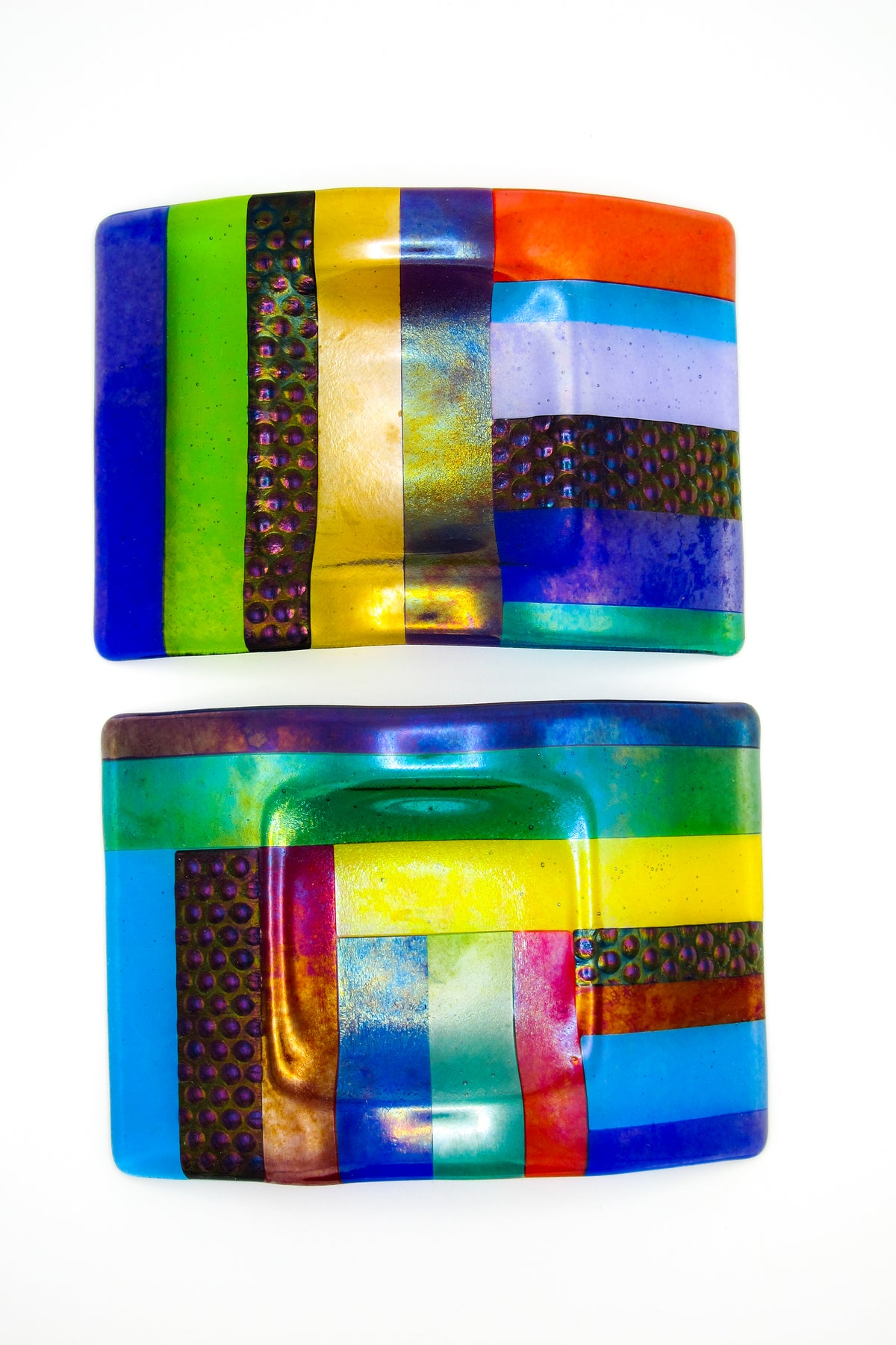 Postmodern Fused Glass Candle Holders