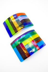 Postmodern Fused Glass Candle Holders