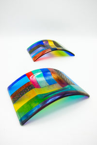 Postmodern Fused Glass Candle Holders