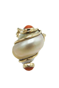 Seaman Schepps 14k gold turbo shell coral ring