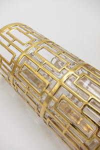 Vintage mid-century hollywood regency 22k gold plated shoji trellis glasses imperial glassware