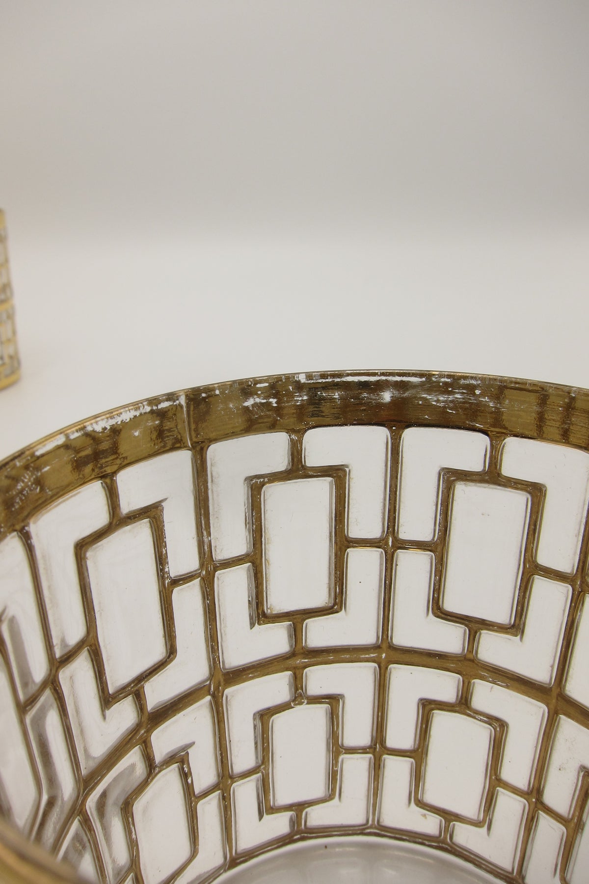 Vintage mid-century hollywood regency 22k gold plated shoji trellis glasses imperial glassware