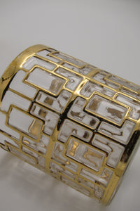 Vintage 22k Gold-Plated Shoji Trellis Rocks Glasses Imperial Glassware