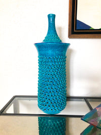Vintage Blue Bitossi Italian Ceramic Lidded Jar