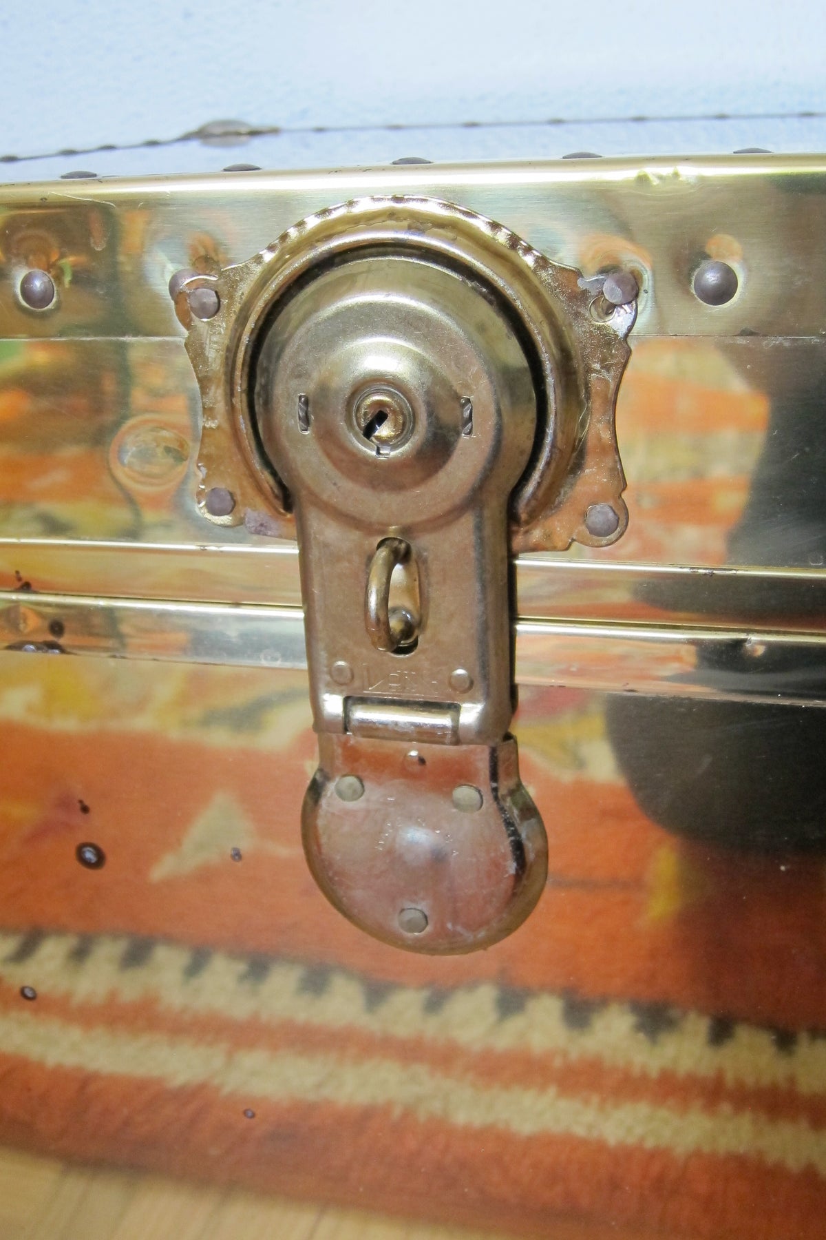 Vintage Brass Clad Cube Trunk