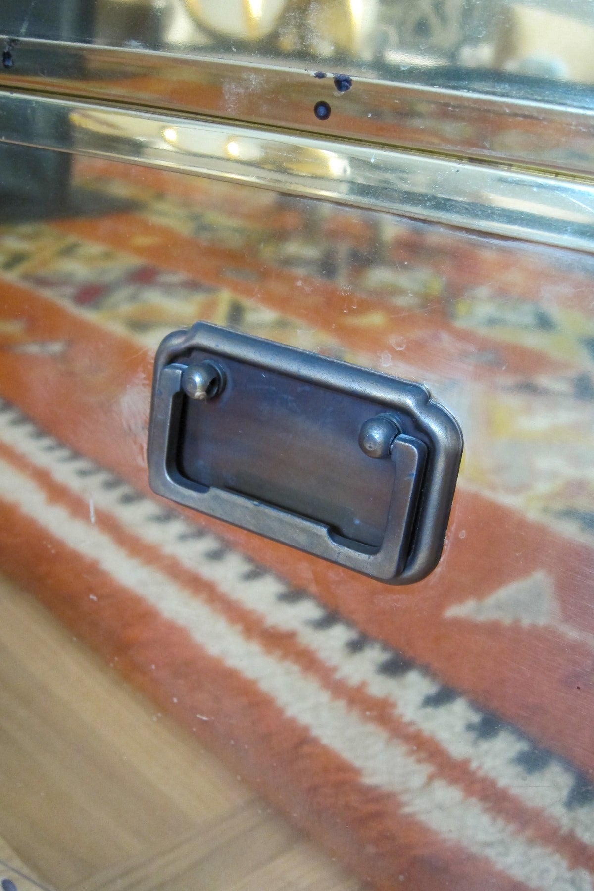 Vintage Brass Clad Cube Trunk