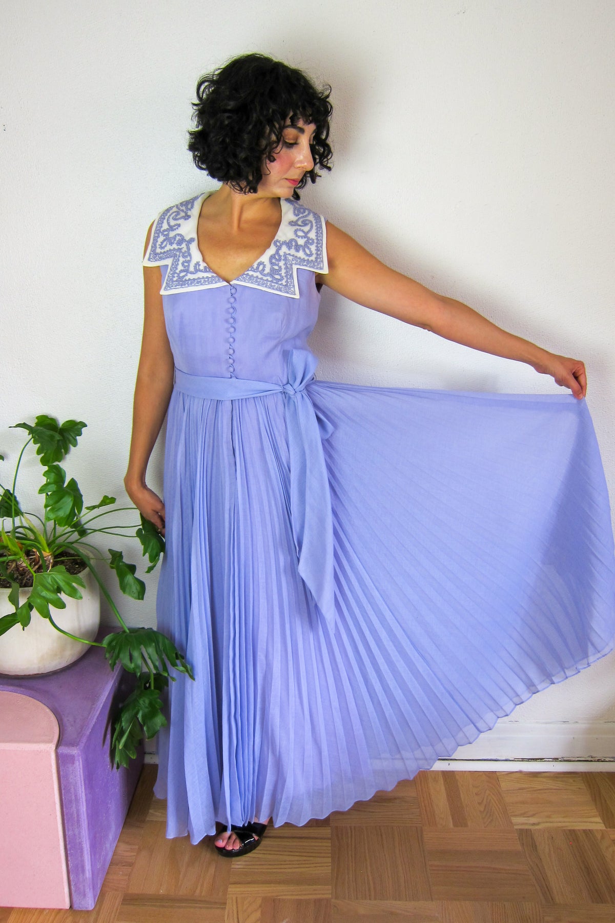 Lilac Pleated Jack Bryan Dress