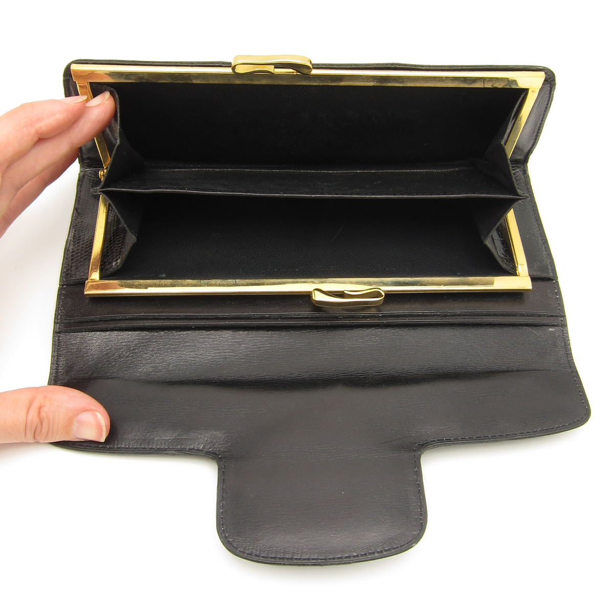 vintage patent leather embossed lizard wallet