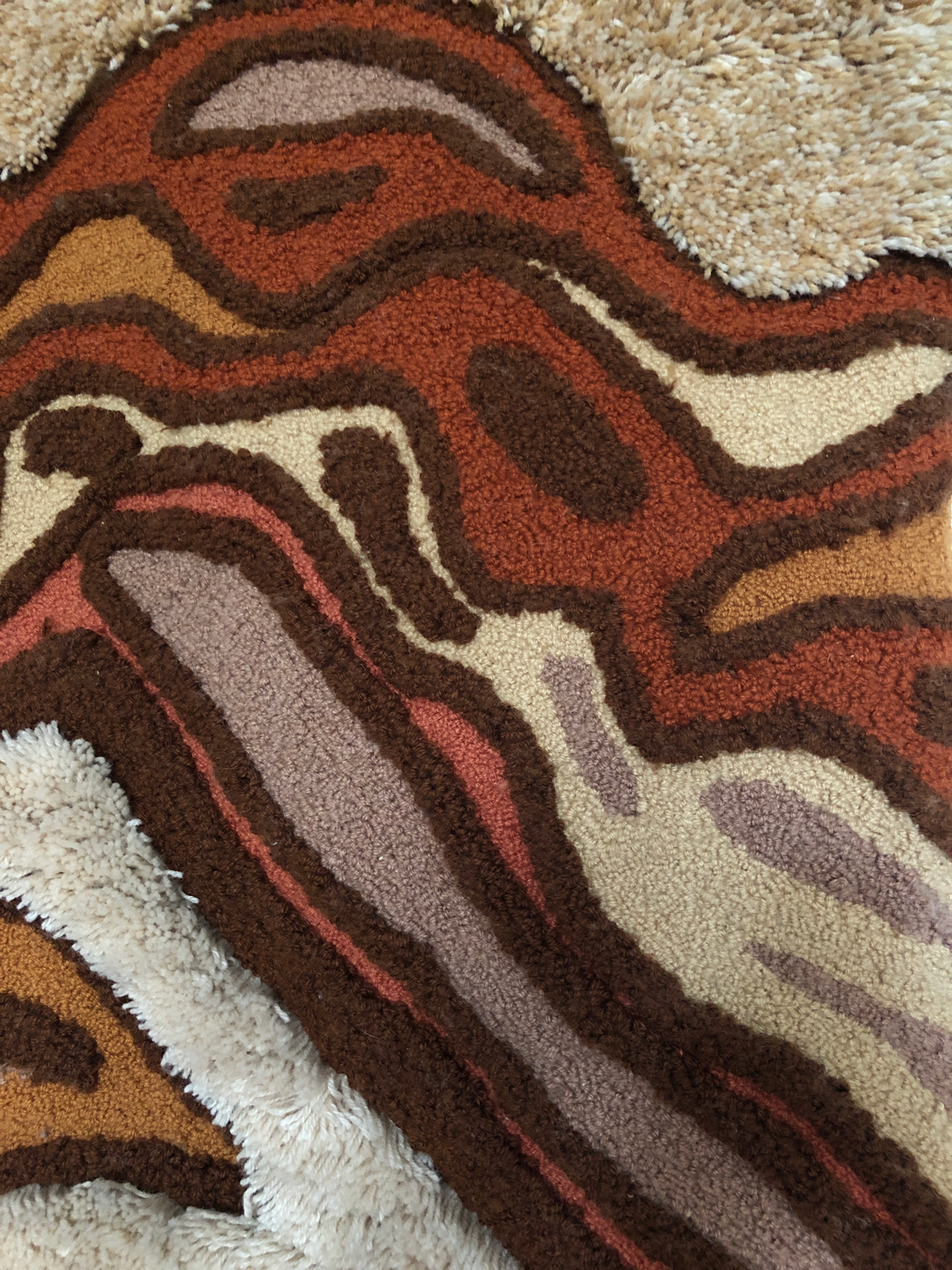 Vintage 1970s River Delta Tufted Art Rug by Cabin Craft