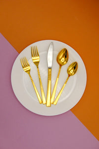 Vintage Gold-Plated Spiral Flatware Set