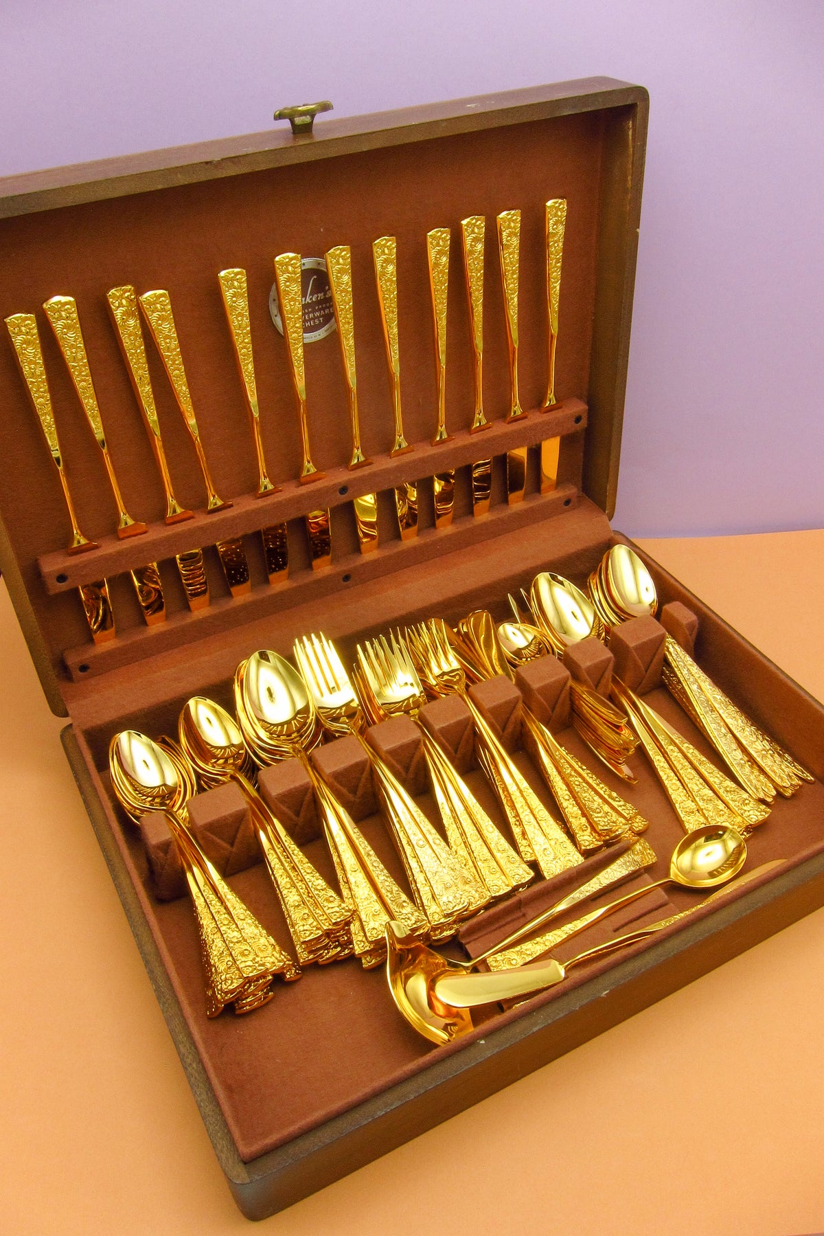 Vintage Gold-Plated Floral Flatware