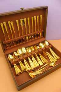 Vintage Gold-Plated Floral Flatware