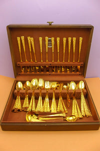 Vintage Gold-Plated Floral Flatware