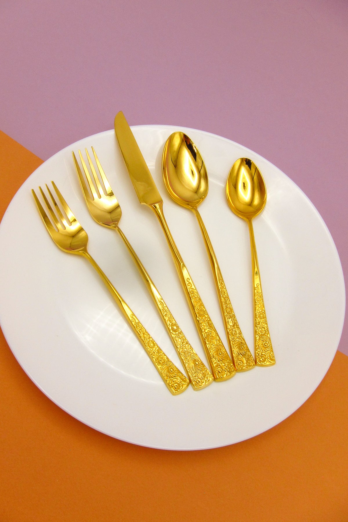 Vintage Gold-Plated Floral Flatware