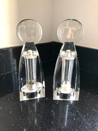 Optical Lucite Salt + Pepper Mills by Wayne Husted for Grainware