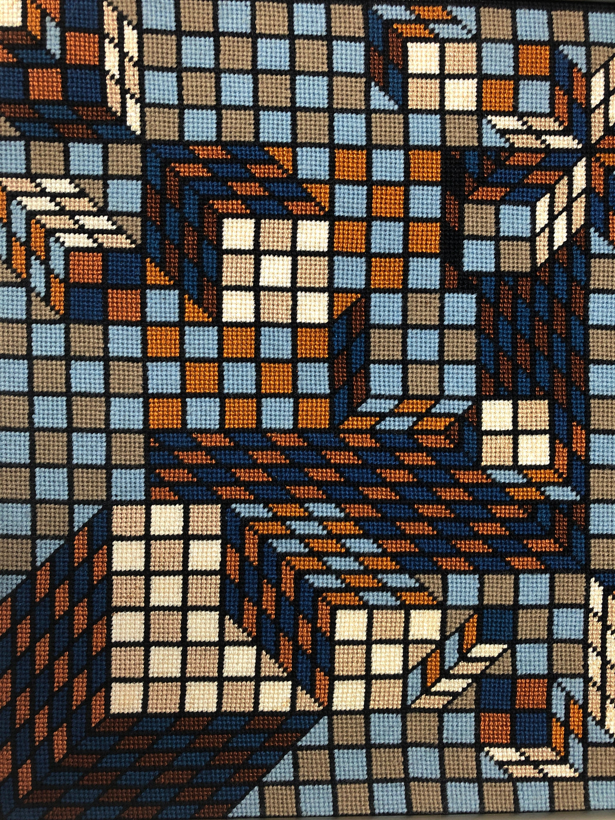 Vintage Op Art Needlepoint in the Style of Vasarely