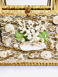 Vintage Seashell and Rattan Bag