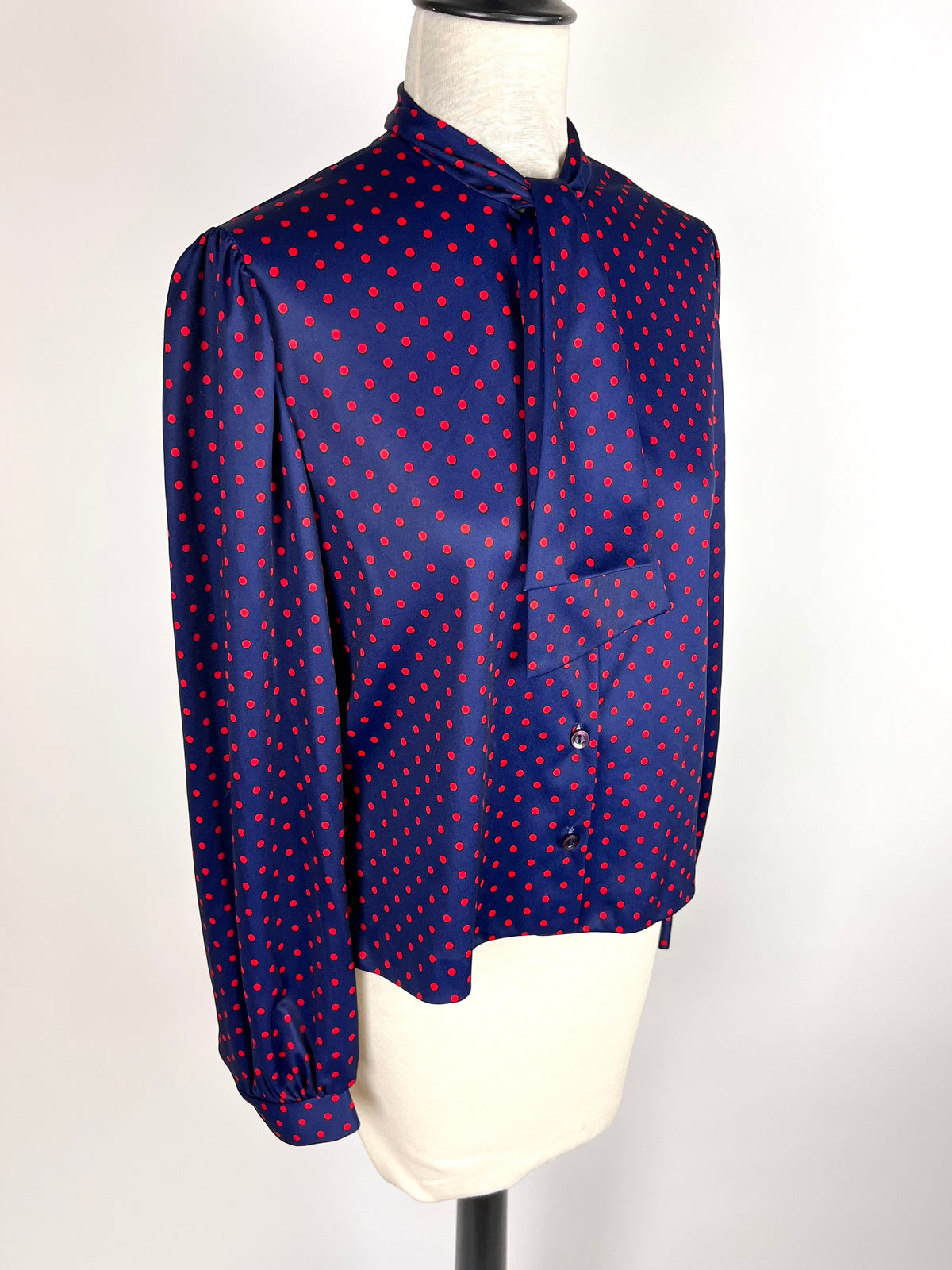 Vintage Navy & Red Dot Blouse