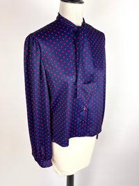 Vintage Navy & Red Dot Blouse