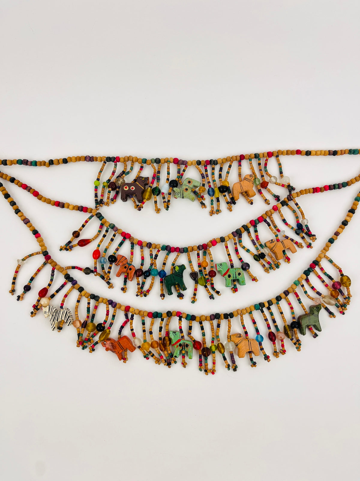 Vintage Carved Wood Animal Necklace