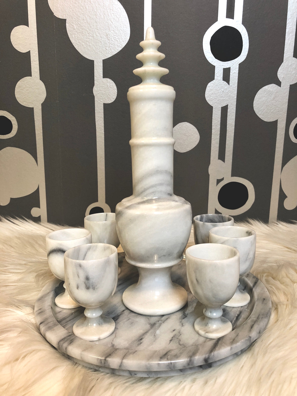 Mid-Century Modern Marble Bar Set