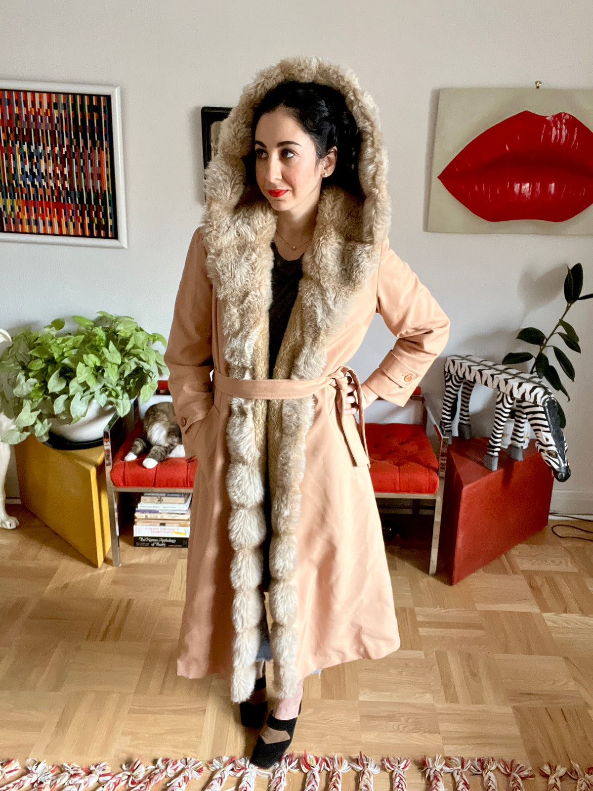 Vintage Jacket with Faux Fur Lining