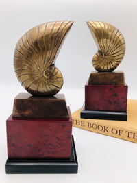 Vintage Bronze Nautilus Shell Bookends