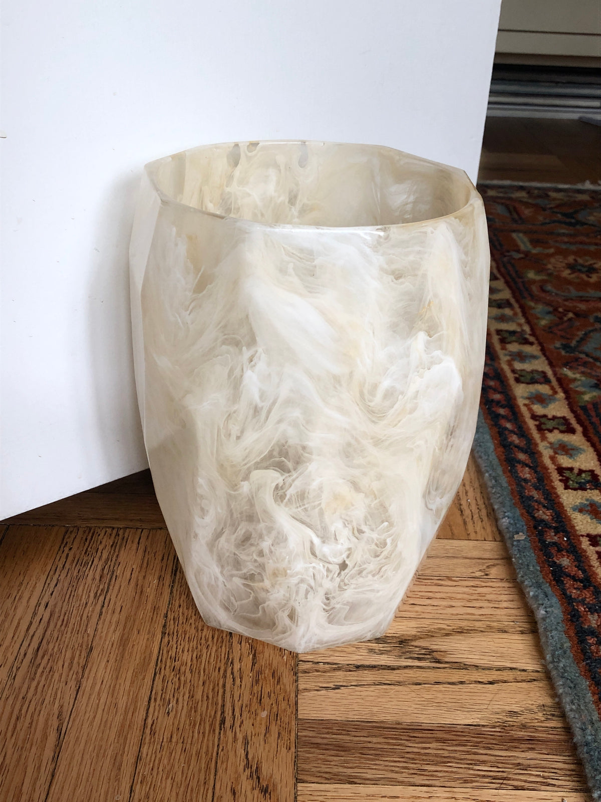 Marbled Lucite Wastebasket