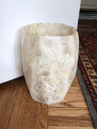 Marbled Lucite Wastebasket