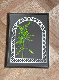 1970s Framed Art Mirror - Lattice / Plant