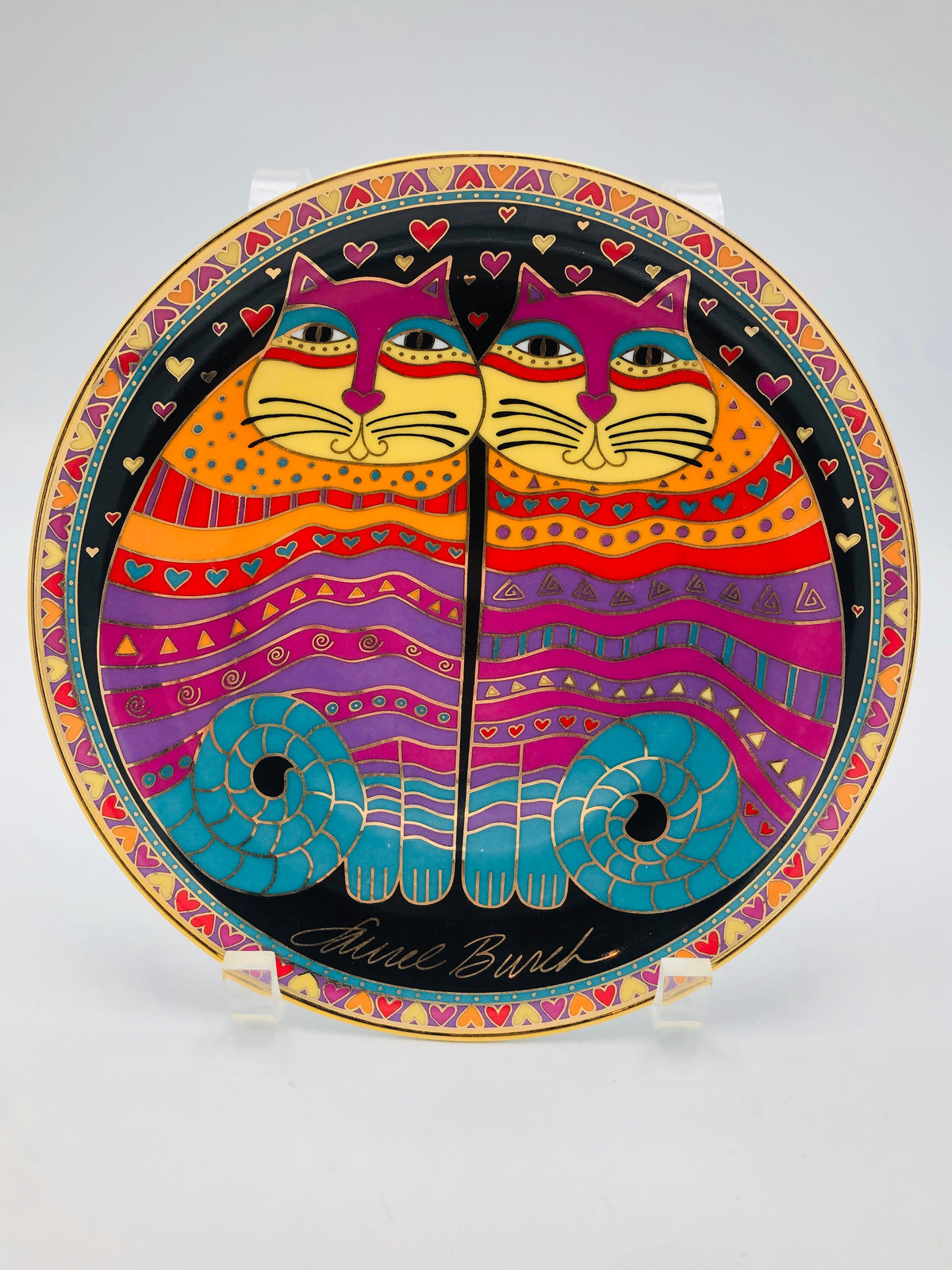 Vintage Laurel Burch Plate - Friendly Felines