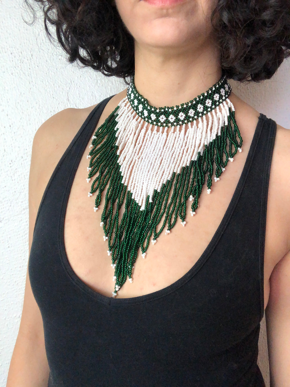 Vintage 1970s Beaded Fringe Choker
