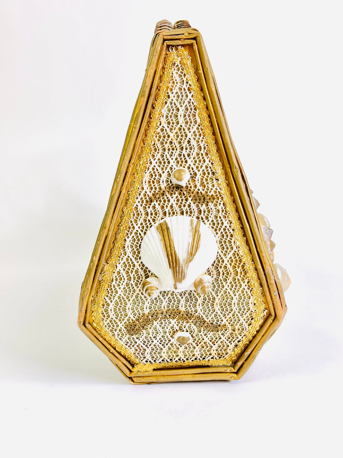 Vintage Seashell and Rattan Bag