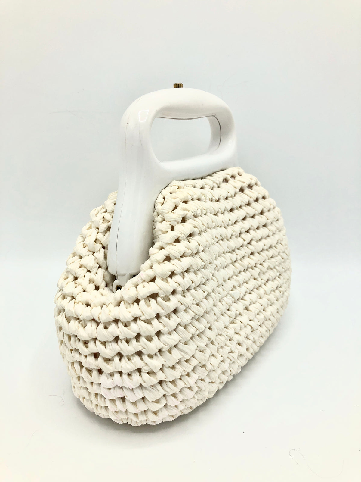 Vintage White Raffia Bag
