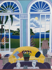 Vintage Postmodern “Palm Island” by Thomas McKnight Framed Poster