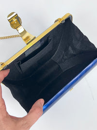 Vintage Blue Marbled Lucite Box Purse/Clutch