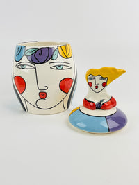 Vintage Postmodern Ceramic Face Jar