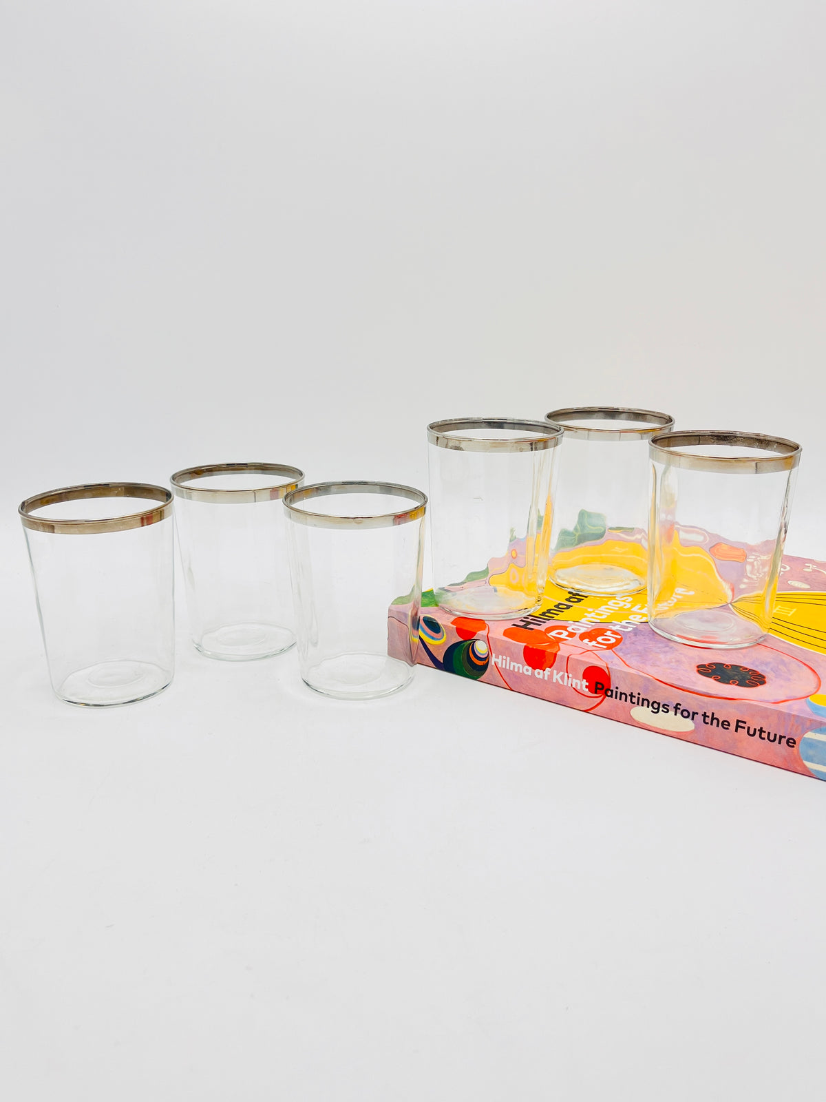 Mid-Century Modern Silver Banded Glasses