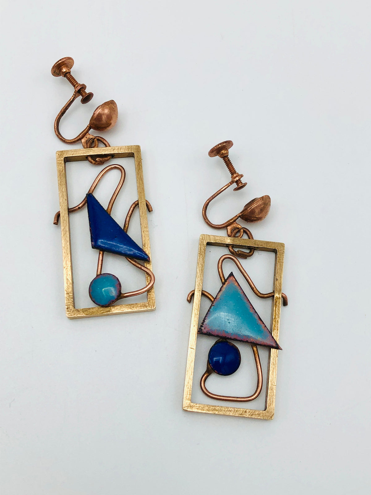 Vintage Handmade Modernist Earrings
