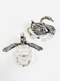 Vintage Sterling and Lucite Swan Salt Cellars - a Pair