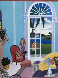 Vintage Postmodern “Palm Island” by Thomas McKnight Framed Poster