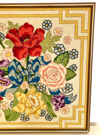 Mid-Century Framed Floral Needlepoint