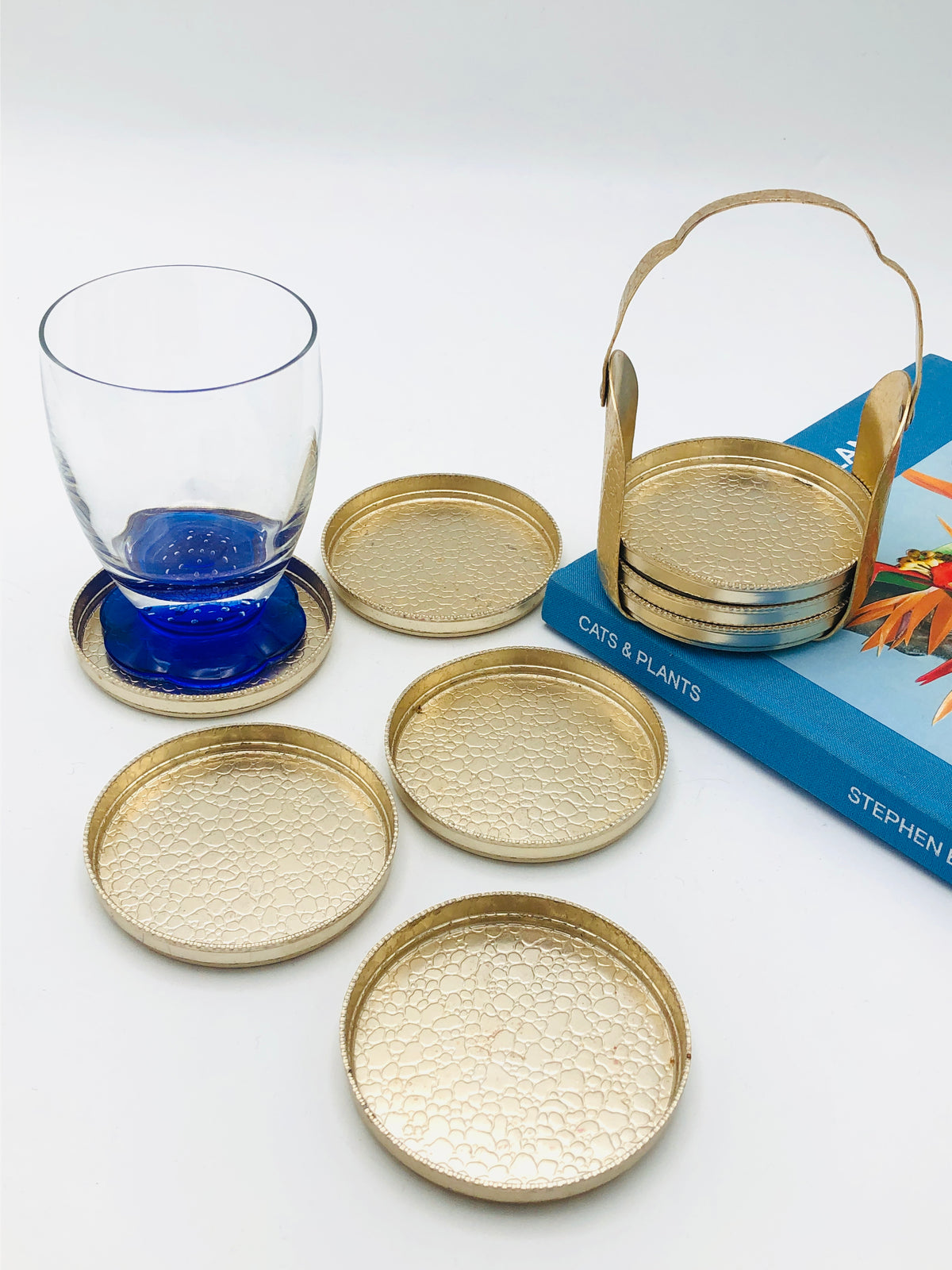 Vintage Anodized Aluminum Coaster Set