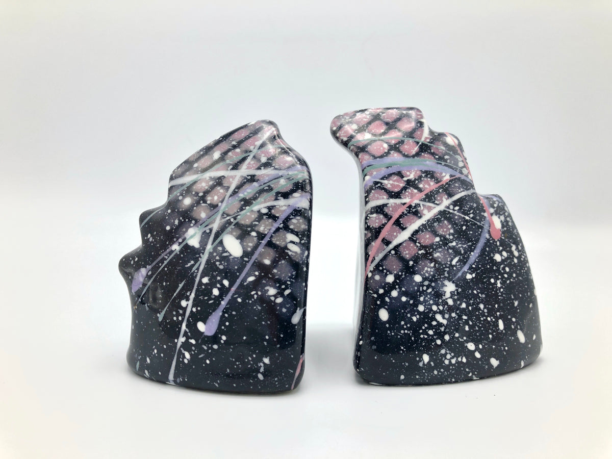 Vintage Postmodern Memphis Era Salt + Pepper Shakers by Rosalyn Tyge