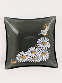 Small Smoked Glass Daisy Dishes - 4pc