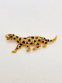 Vintage Rhinestone Leopard Brooch