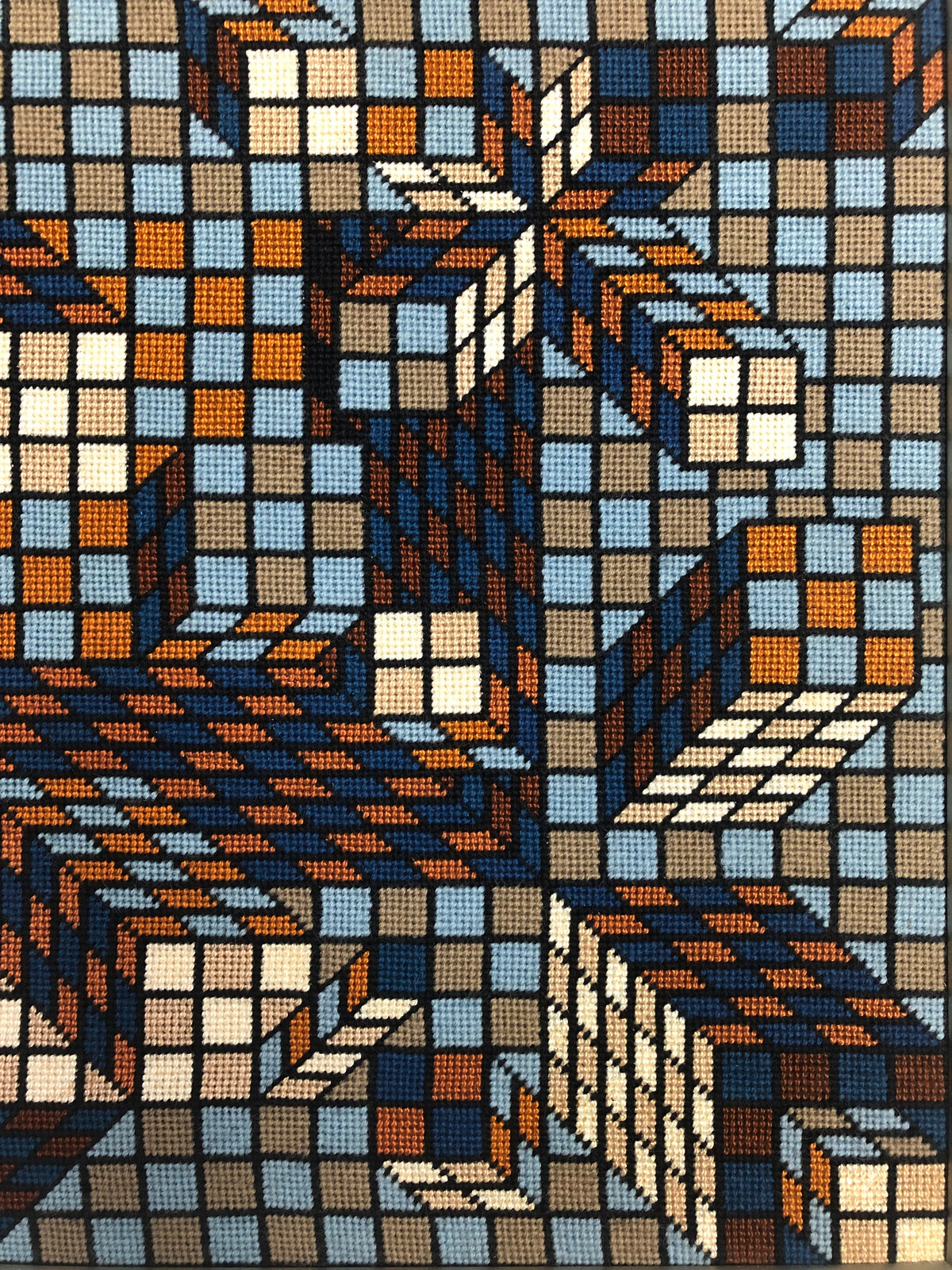 Vintage Op Art Needlepoint in the Style of Vasarely