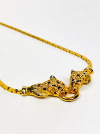 Vintage Rhinestone Leopard Necklace