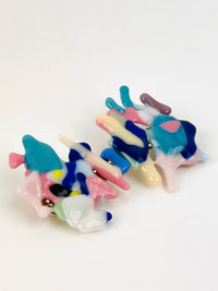 90s Vintage Postmodern Fused Glass Brooch